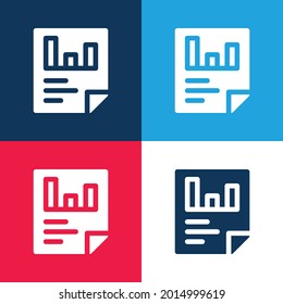 Analytics blue and red four color minimal icon set