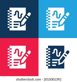 Analytics blue and red four color minimal icon set