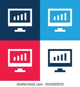 Vier-Farben-Minimal-Icon-Set der Analytik Blau und Rot