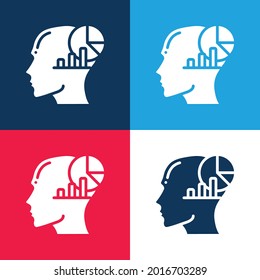 Analytics blue and red four color minimal icon set