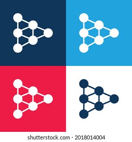 Analytics blue and red four color minimal icon set