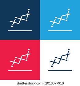 Analytics blue and red four color minimal icon set