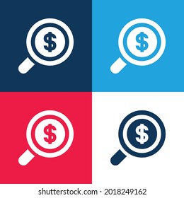 Analytics blue and red four color minimal icon set