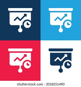 Analítico azul y rojo cuatro colores conjunto mínimo de iconos