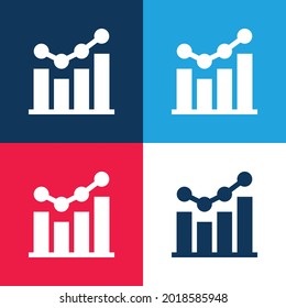 Vier-Farben-Minimal-Icon-Set der Analytik Blau und Rot