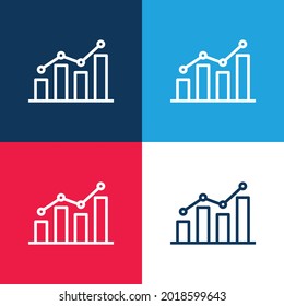 Analytics blue and red four color minimal icon set