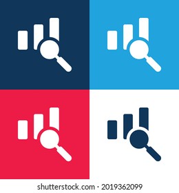 Analytics blue and red four color minimal icon set