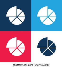 Vier-Farben-Minimal-Icon-Set der Analytik Blau und Rot