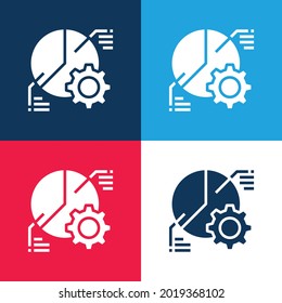 Analítico azul y rojo cuatro colores conjunto mínimo de iconos