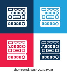 Analytics blue and red four color minimal icon set