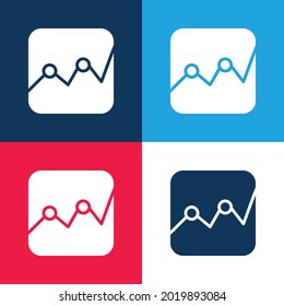 Analítico azul y rojo cuatro colores conjunto mínimo de iconos