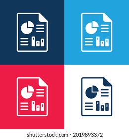Analytics blue and red four color minimal icon set