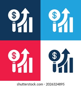 Analytics blue and red four color minimal icon set