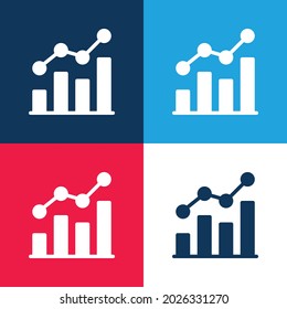 Analytics blue and red four color minimal icon set