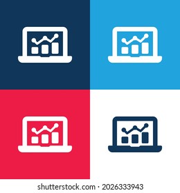 Analítico azul y rojo cuatro colores conjunto mínimo de iconos