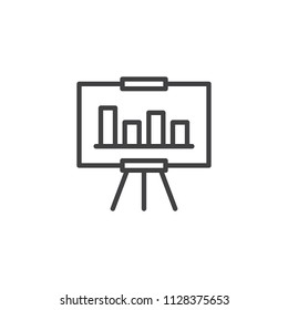 Analytics board outline icon. linear style sign for mobile concept and web design. Bar Chart Presentation simple line vector icon. Symbol, logo illustration. Pixel perfect vector graphics