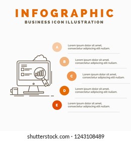 analytics, board, presentation, laptop, statistics Infographics Template for Website and Presentation. Line Gray icon with Orange infographic style vector illustration