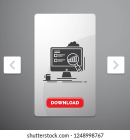 analytics, board, presentation, laptop, statistics Glyph Icon in Carousal Pagination Slider Design & Red Download Button