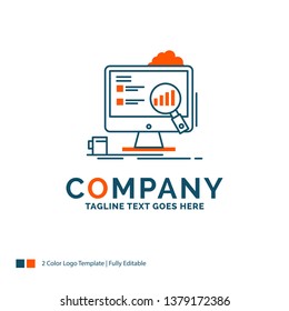 analytics, board, presentation, laptop, statistics Logo Design. Blue and Orange Brand Name Design. Place for Tagline. Business Logo template.
