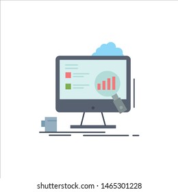 analytics, board, presentation, laptop, statistics Flat Color Icon Vector. Vector Icon Template background