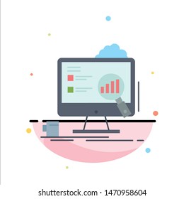 analytics, board, presentation, laptop, statistics Flat Color Icon Vector. Vector Icon Template background