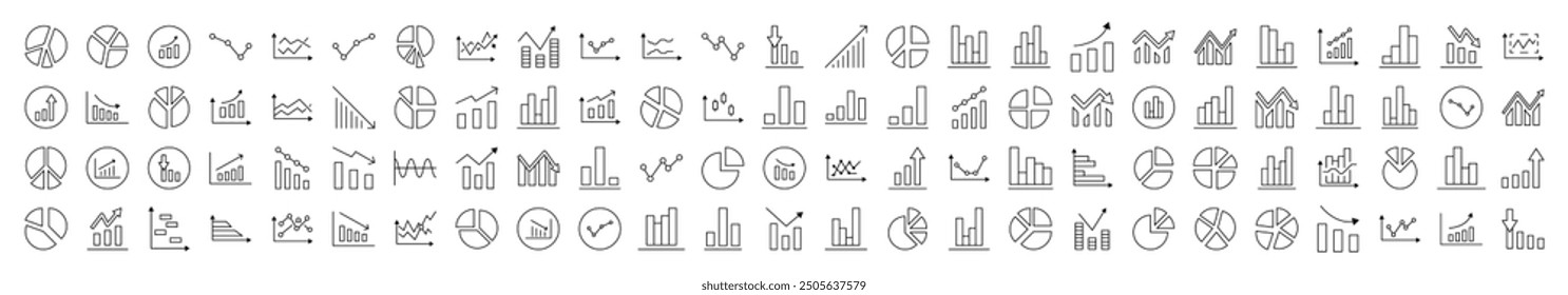 Analytics Bundle of Related Line Icons. Editable Stroke for Design, Web Sites, Apps, Cards. Contains Linear Images of Progress, Business, Growth