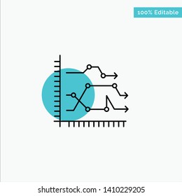Analytics, Business, Chart, Diagram, Graph, Trends turquoise highlight circle point Vector icon