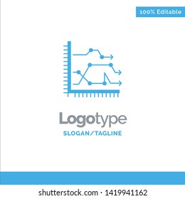 Analytics, Business, Chart, Diagram, Graph, Trends Blue Solid Logo Template. Place for Tagline