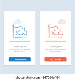 Analytics, Business, Chart, Diagram, Graph, Trends  Blue and Red Download and Buy Now web Widget Card Template. Vector Icon Template background