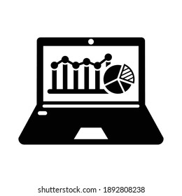 Analytics, business data, report icon. Black vector design.