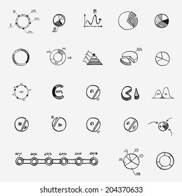 analytics business finance statistics infographics doodle hand drawn elements. Concept - graph, chart