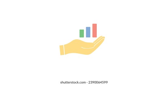 Analítica gráfico de negocios en el icono de mano vector eps10. Negocio, concepto de crecimiento financiero icono de vector plano sobre fondo blanco.
