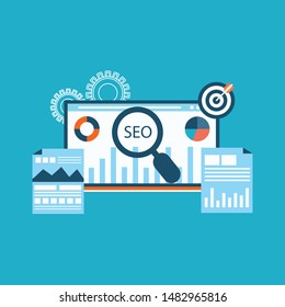 Analytics business graph and seo on web design concepts