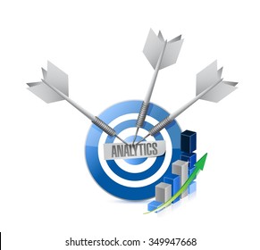 analytics business graphs and target illustration design graphic over white
