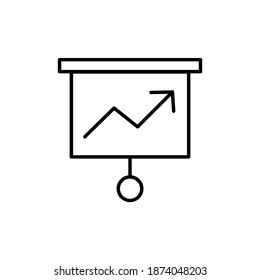 Analytics, business growth icon symbol in flat black line style, isolated on white background