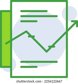 Analytics business icon with green duotone style. Corporate, currency, database, development, discover, document, e commerce. Vector illustration