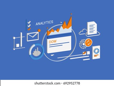 Analytics & Business. Isometric Concept. Infographic Data Analytics Vector.