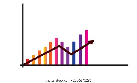 Analítica, icono de gráfico de presentación de negocios sobre un fondo blanco.