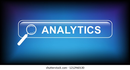analytics button infographic with magnifying glass vector illustration EPS10