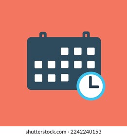 Analytics calendar icon. Planning and setting goals, time management and organization of effective workflow concept. Sticker for social networks and messengers. Cartoon flat vector illustration
