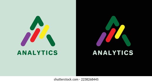 Analytics, chart glyph, graph icon. statistics symbol, A Letter Logo
