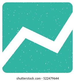 Analytics Chart grainy textured icon for overlay watermark stamps. Flat symbol with scratched texture. Dotted vector cyan ink rubber seal stamp with grunge design on a white background.