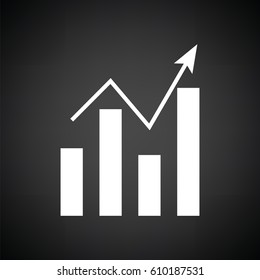 Analytics chart icon. Black background with white. Vector illustration.