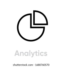 Analytics and Chart icon. Editable line vector. Part, circle segment, symbol graph, chart. Single pictogram.