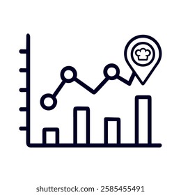 An analytics chart icon showcasing food business data