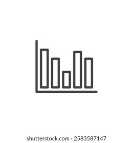 Analytics chart line icon. linear style sign for mobile concept and web design. A bar chart outline vector icon. Symbol, logo illustration. Vector graphics