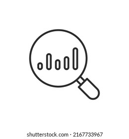 Analytics chart, magnifier and business chart icon. High quality black vector illustration.