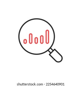 Analytics chart, magnifier and business chart icon. High quality coloured vector illustration.