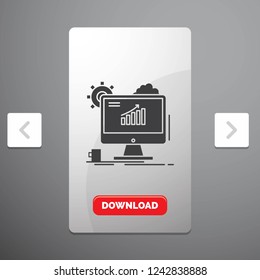 Analytics, chart, seo, web, Setting Glyph Icon in Carousal Pagination Slider Design & Red Download Button