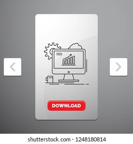 Analytics, chart, seo, web, Setting Line Icon in Carousal Pagination Slider Design & Red Download Button